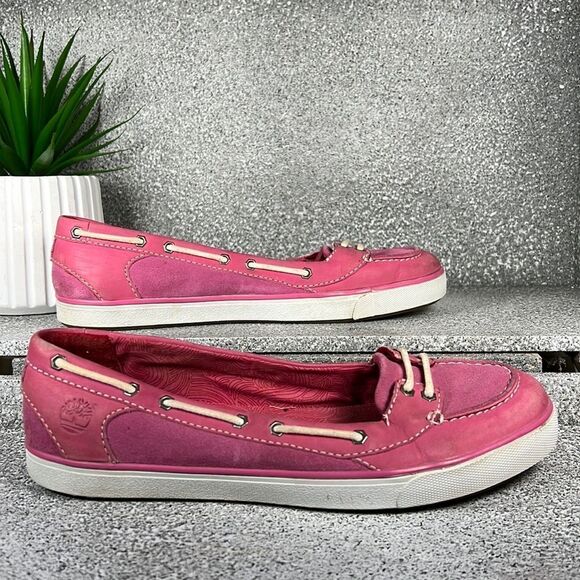 Timberland Earthkeepers Leather Pink Flats Shoes Loafers Size 7 - Picture 4 of 9